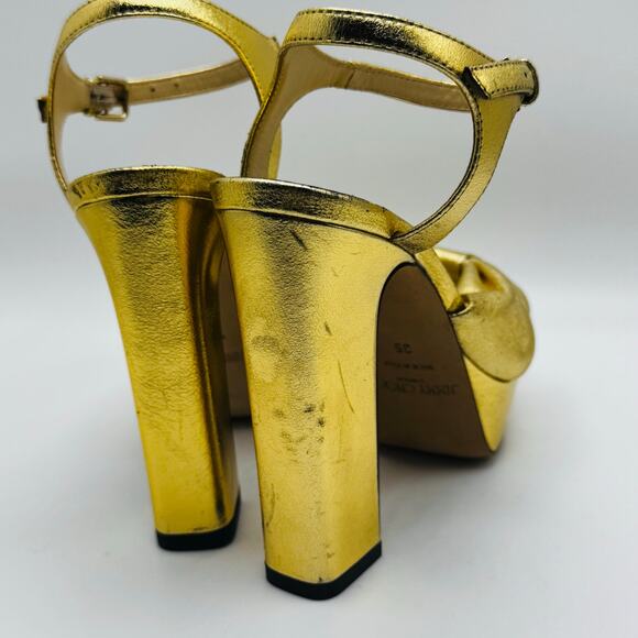 JIMMY CHOO Gold Metallic Nappa Leather Platform Sandals IT 35 ( US 5) - Picture 14 of 16